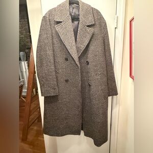 Men's Brown Houndstooth twill wool blend Coat